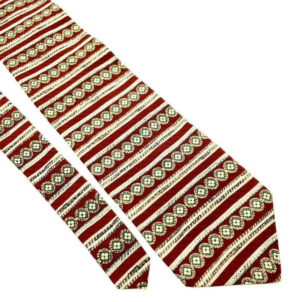 Kenneth Cole New York Silk Tie Print Brown‎ Short Wide